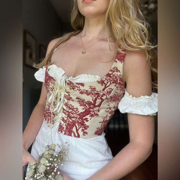 Red Toile Corset - Picture 1 of 3